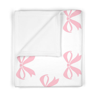 Soft Fleece Baby Blanket Girlie Bow Pink
