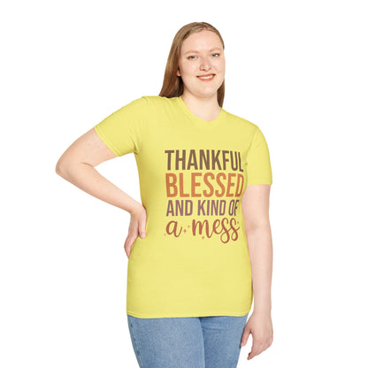 Thankful Blessed Mess Unisex Softstyle T-Shirt