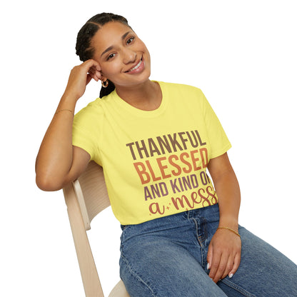 Thankful Blessed Mess Unisex Softstyle T-Shirt