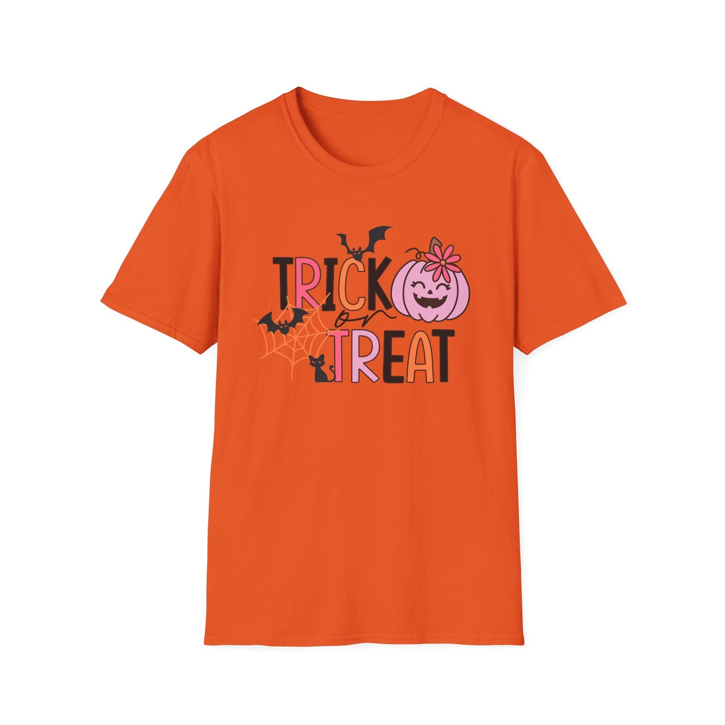 Trick Or Treat Pink Pumpkin Unisex Softstyle T-Shirt