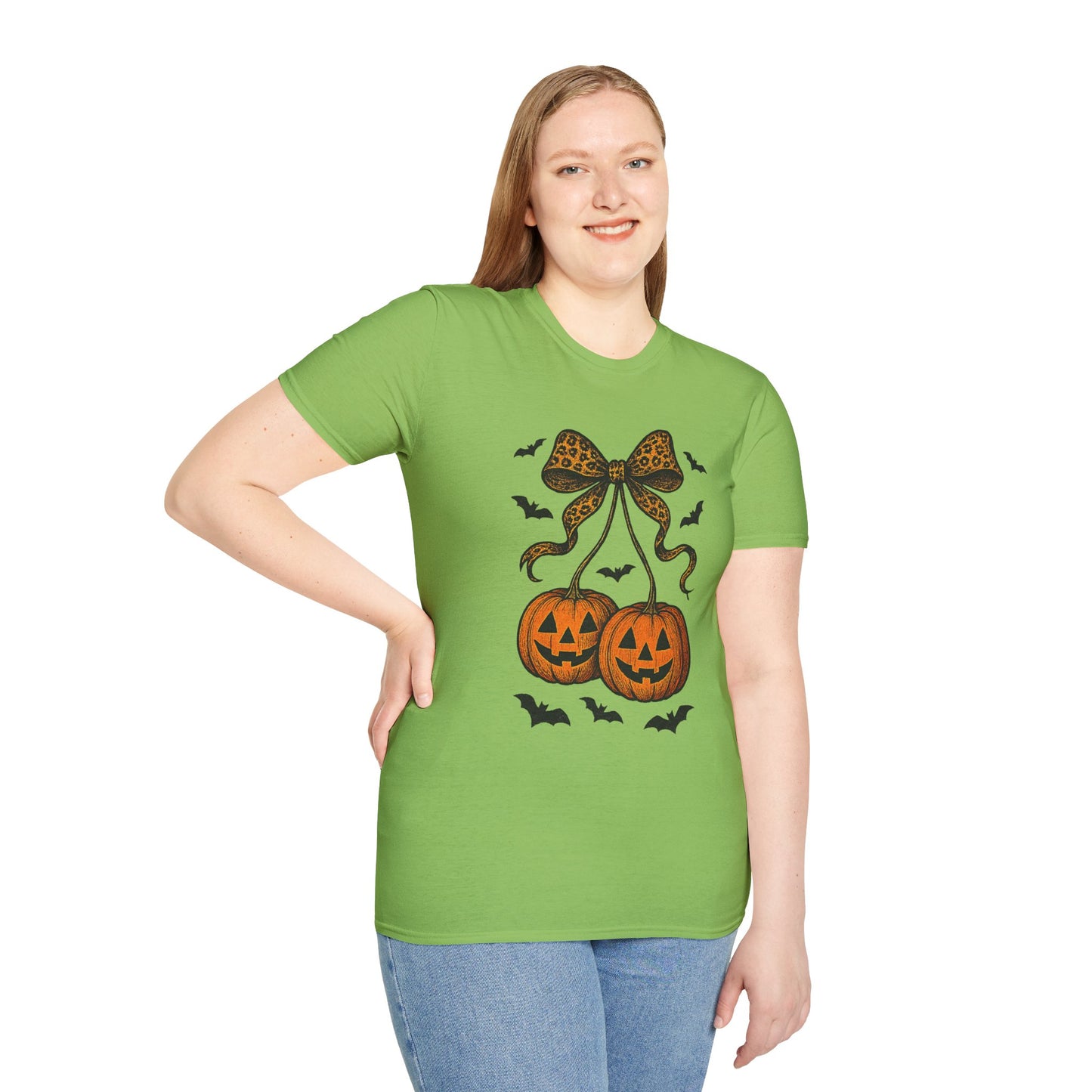 Leopard Bow Pumpkins Unisex Softstyle T-Shirt