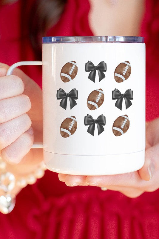 Gameday Black Football Bows Coffee Travel Cup