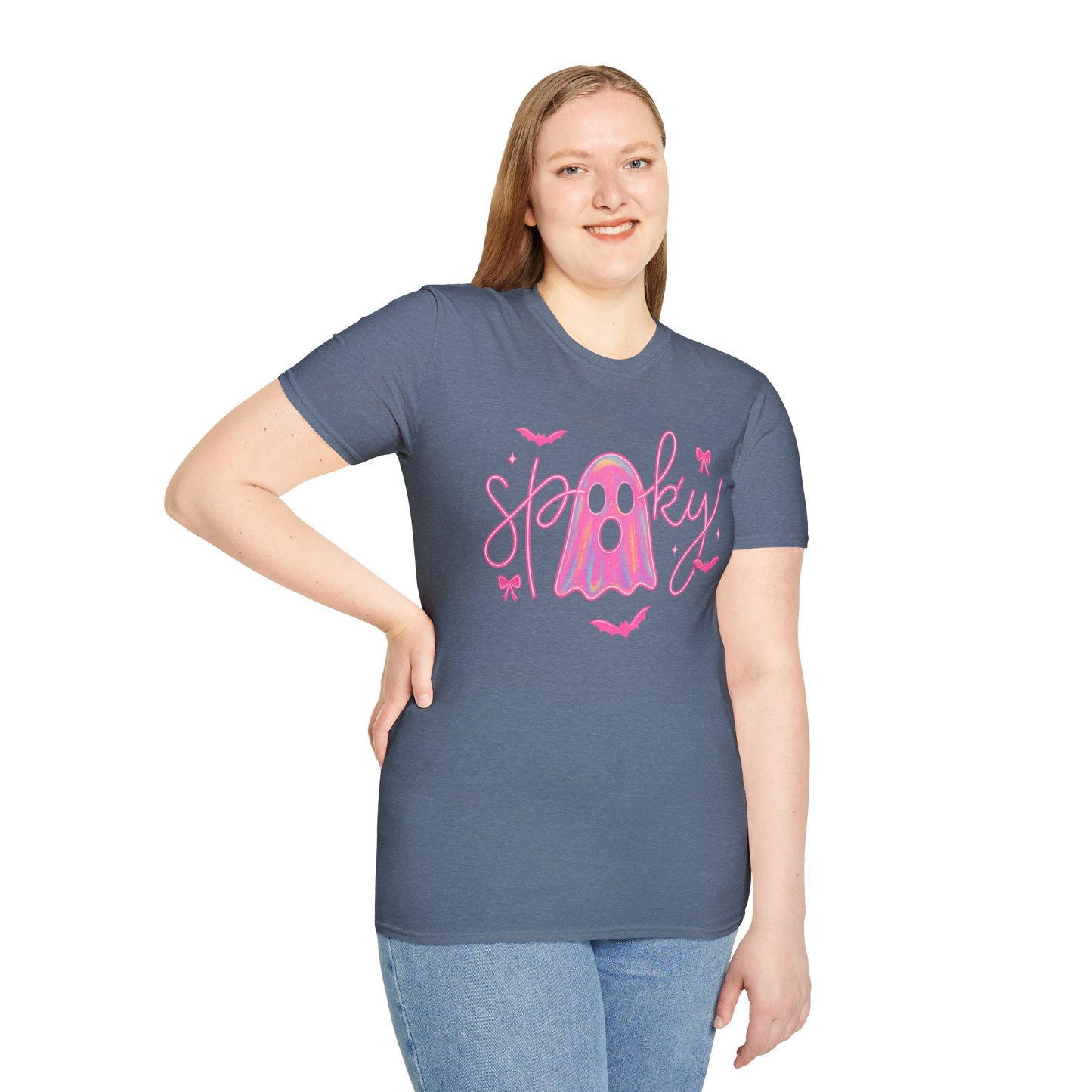Spooky Pink Ghost Unisex Softstyle T-Shirt