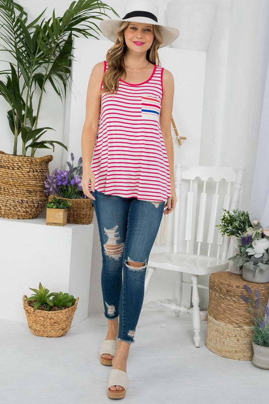 PLUS MIXED STRIPE TANK TOP - Southern Chic Magnolias, LLC