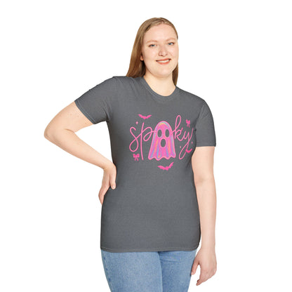 Spooky Pink Ghost Unisex Softstyle T-Shirt