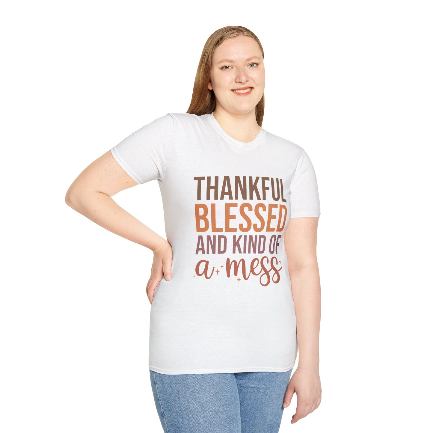 Thankful Blessed Mess Unisex Softstyle T-Shirt