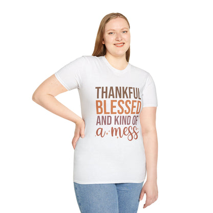 Thankful Blessed Mess Unisex Softstyle T-Shirt
