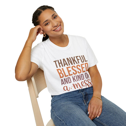 Thankful Blessed Mess Unisex Softstyle T-Shirt