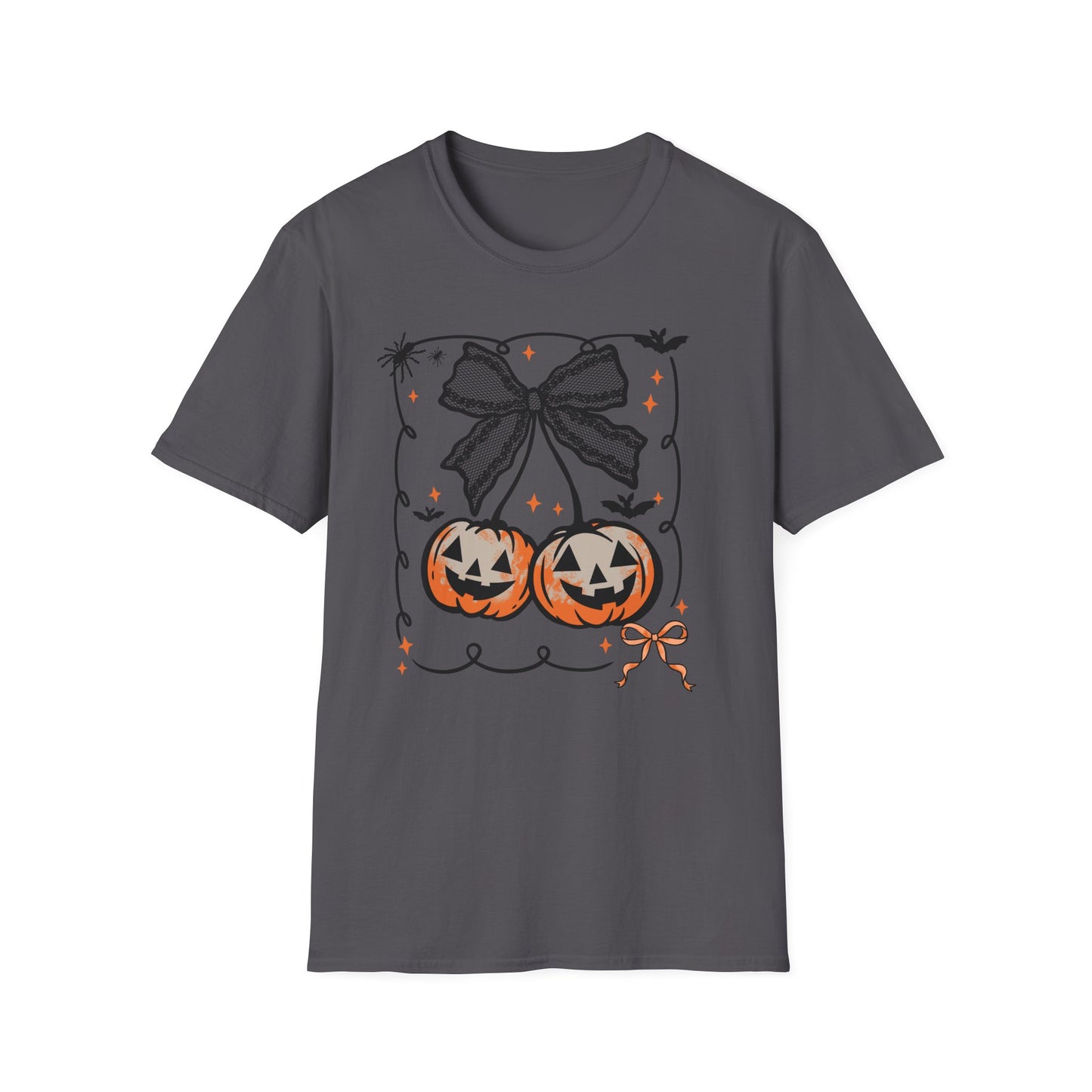 Lace Bow Orange Pumpkin Unisex Softstyle T-Shirt