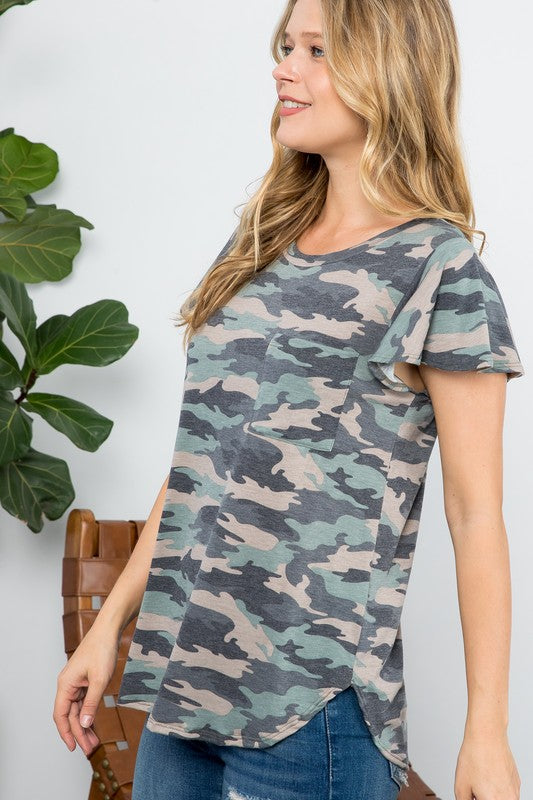 CAMOUFLAGE BASIC TOP - Southern Chic Magnolias, LLC