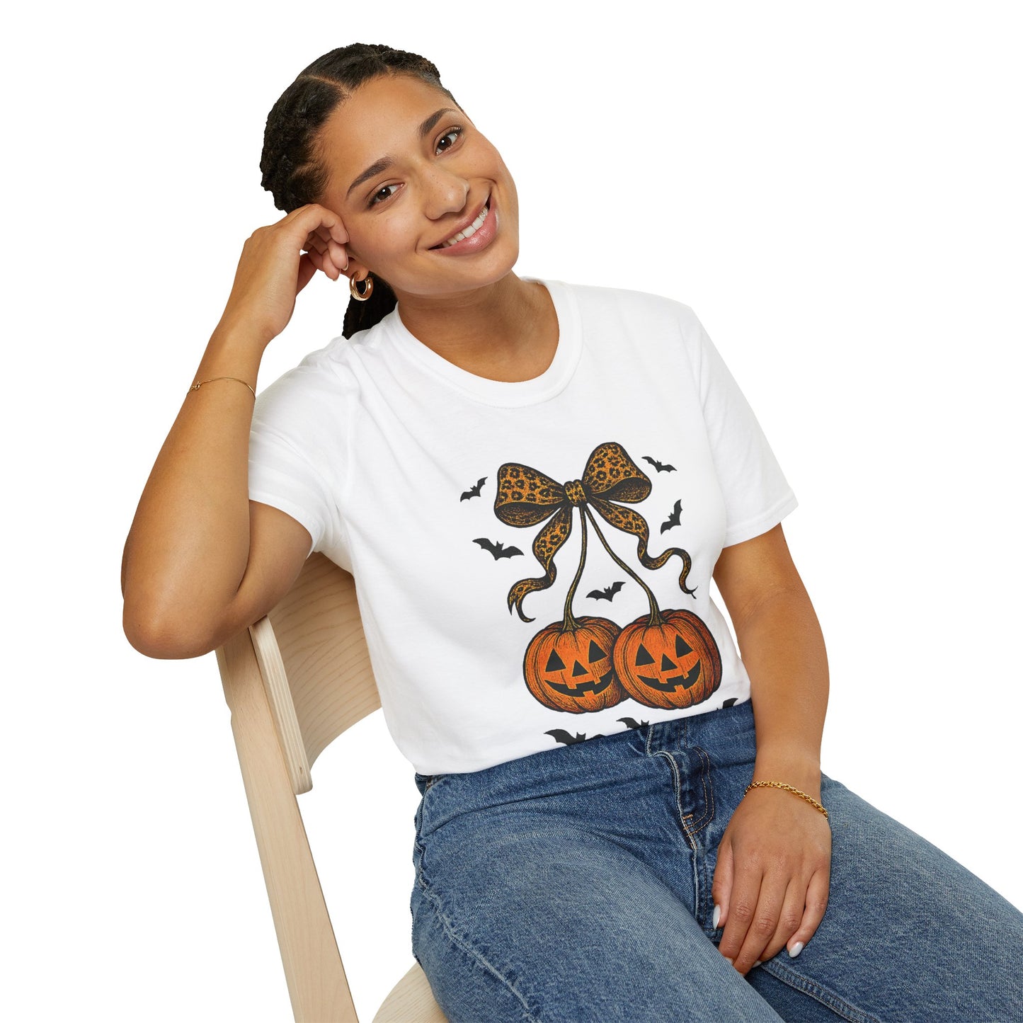 Leopard Bow Pumpkins Unisex Softstyle T-Shirt
