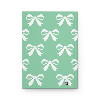 Hardcover Journal Matte Girlie Bow Green Solid