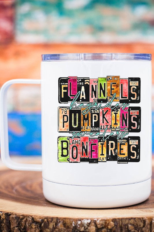 Fall Flannels Pumpkins Bonfires Coffee Travel Cup