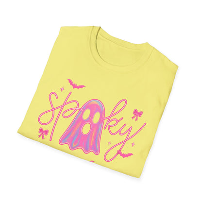 Spooky Pink Ghost Unisex Softstyle T-Shirt