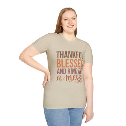 Thankful Blessed Mess Unisex Softstyle T-Shirt