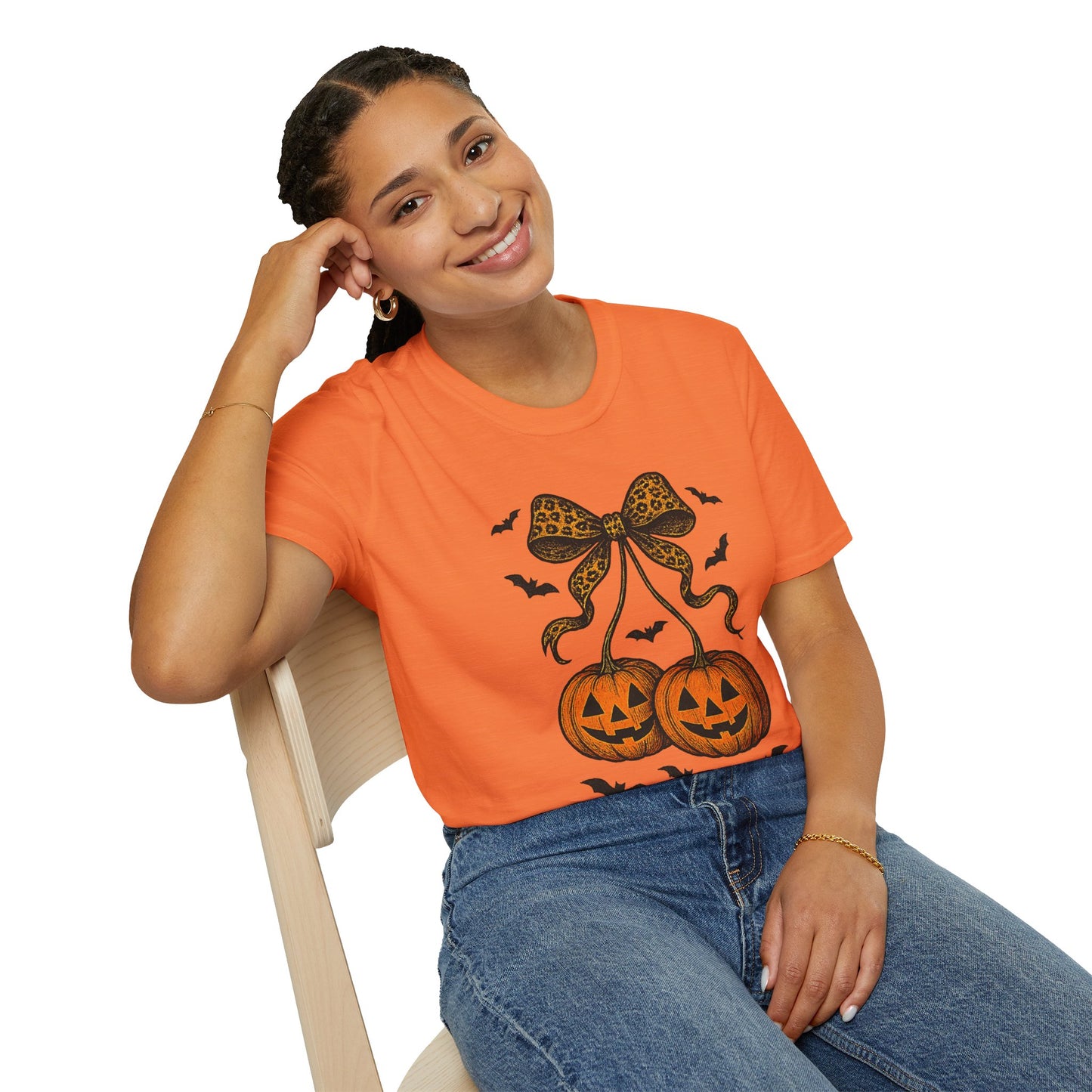 Leopard Bow Pumpkins Unisex Softstyle T-Shirt