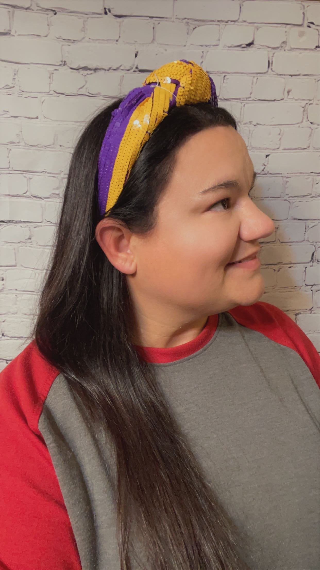 PURPLE AND YELLOW SEQUIN KNOTTED HEADBAND - Southern Chic Magnolias, LLC