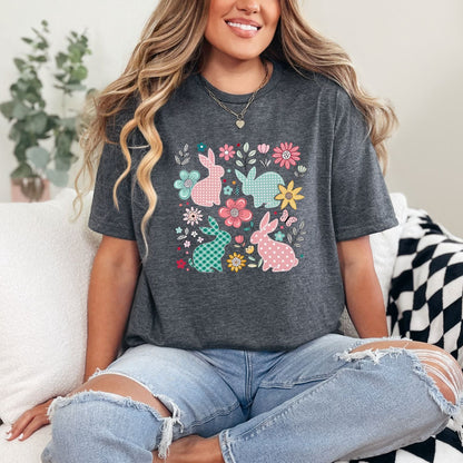 Bunnies and Flowers Graphic Tee
