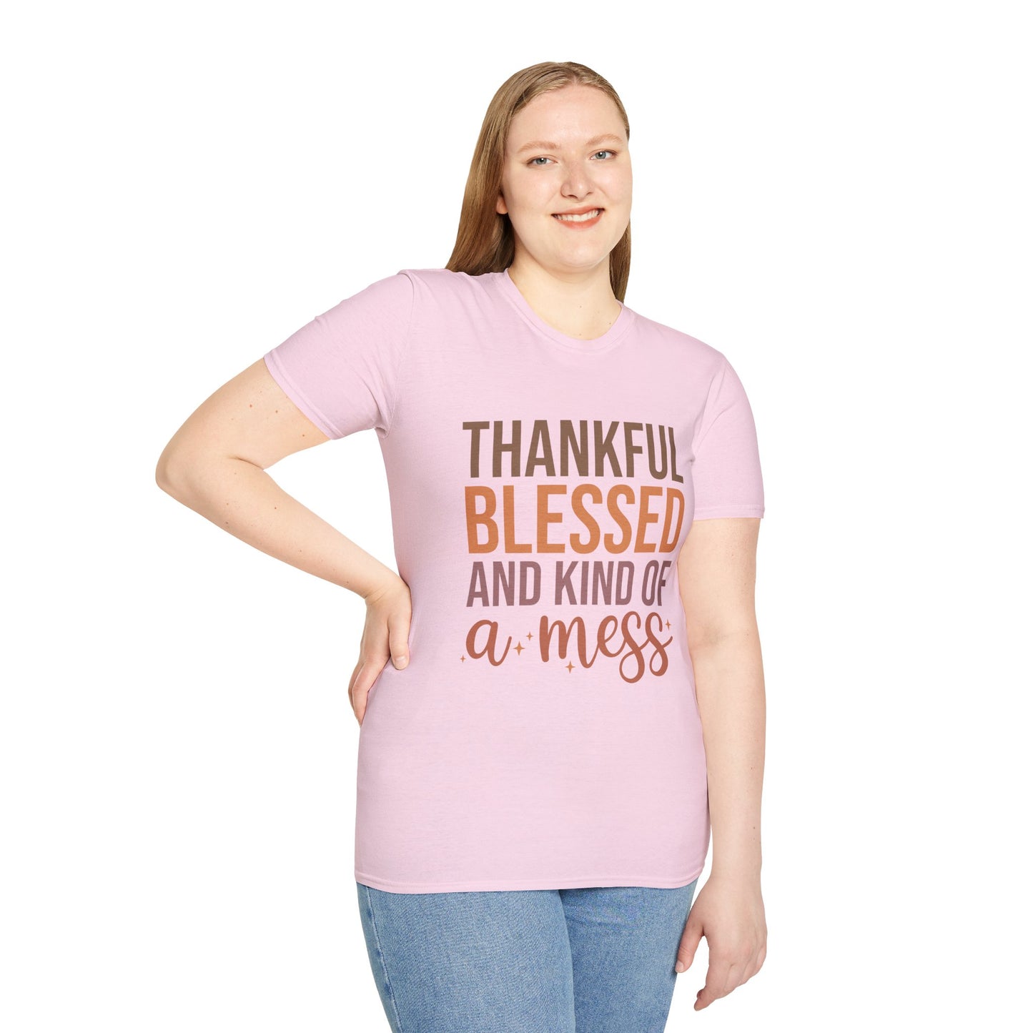 Thankful Blessed Mess Unisex Softstyle T-Shirt