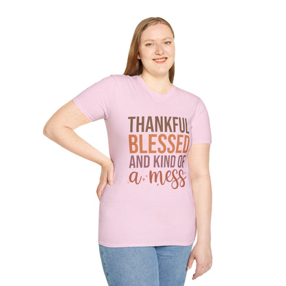 Thankful Blessed Mess Unisex Softstyle T-Shirt