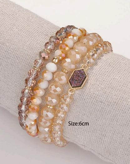 4pc Light Brown Beaded Bracelet - Southern Chic Magnolias, LLC