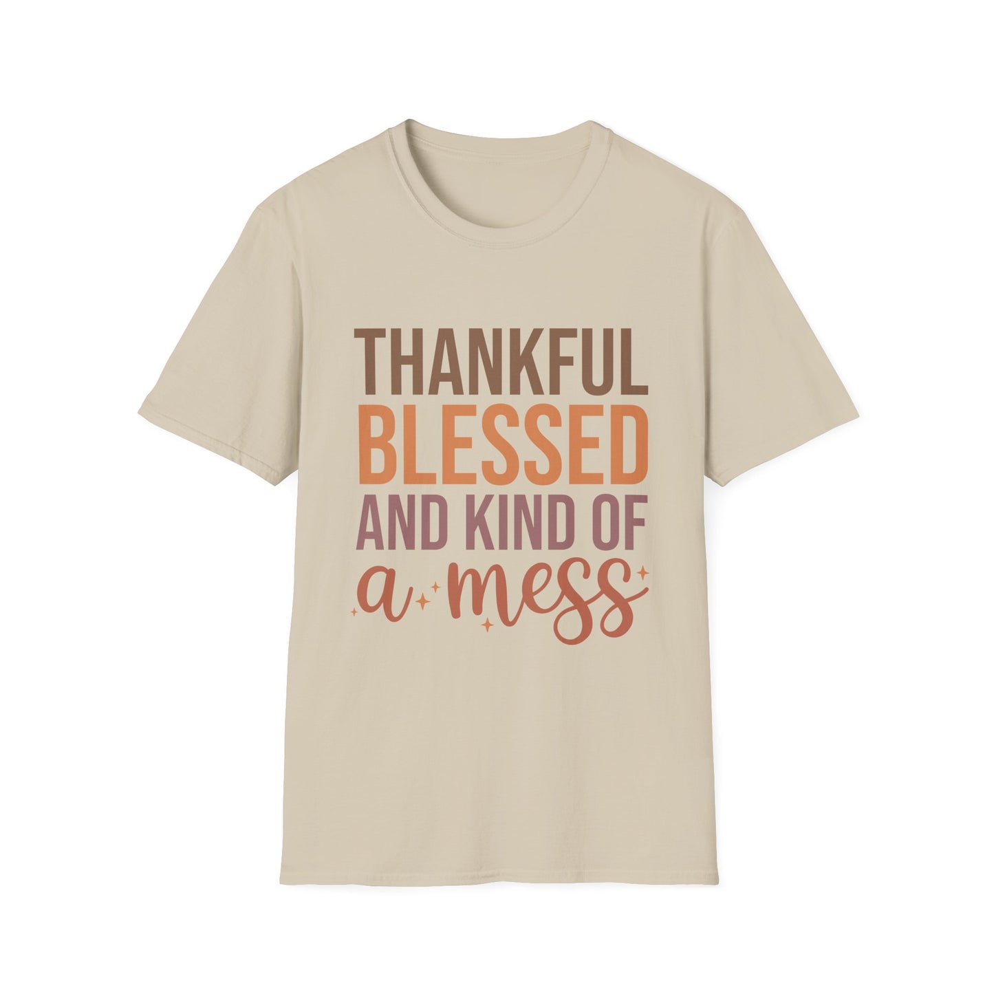 Thankful Blessed Mess Unisex Softstyle T-Shirt