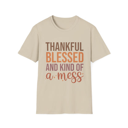 Thankful Blessed Mess Unisex Softstyle T-Shirt