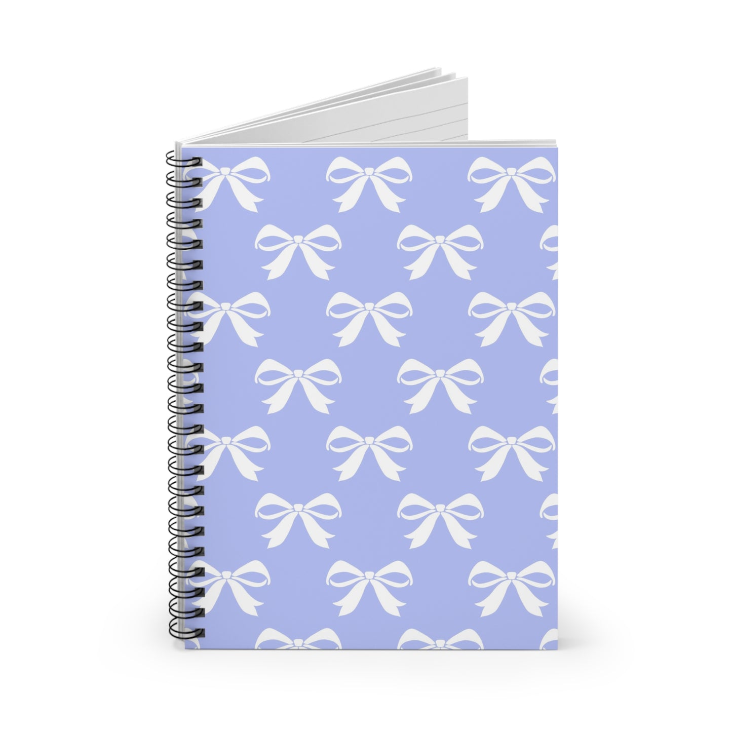 Spiral Notebook - Ruled Line Girlie Bow Blue Solid