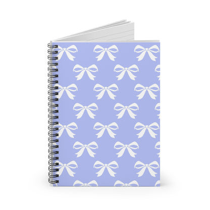Spiral Notebook - Ruled Line Girlie Bow Blue Solid