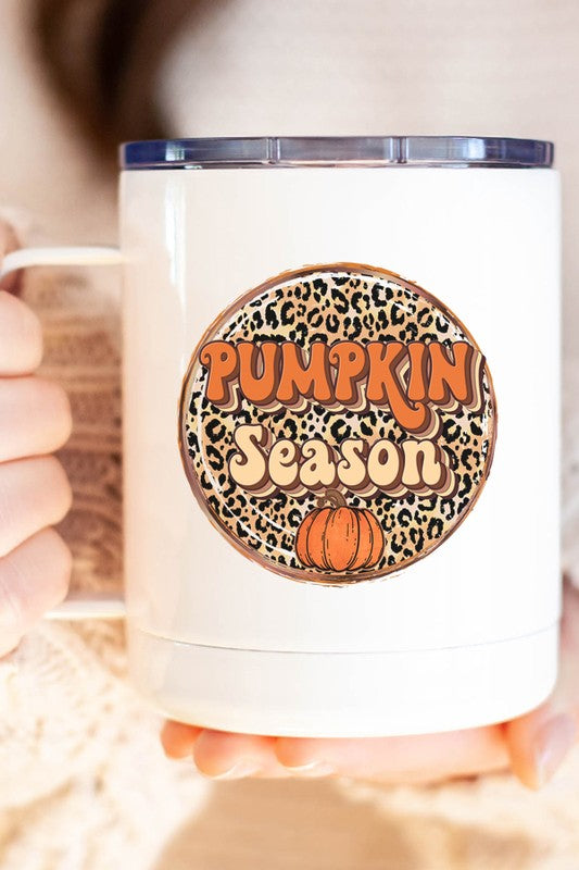 Fall Pumpkin Season Leopard Coffee Travel Cup