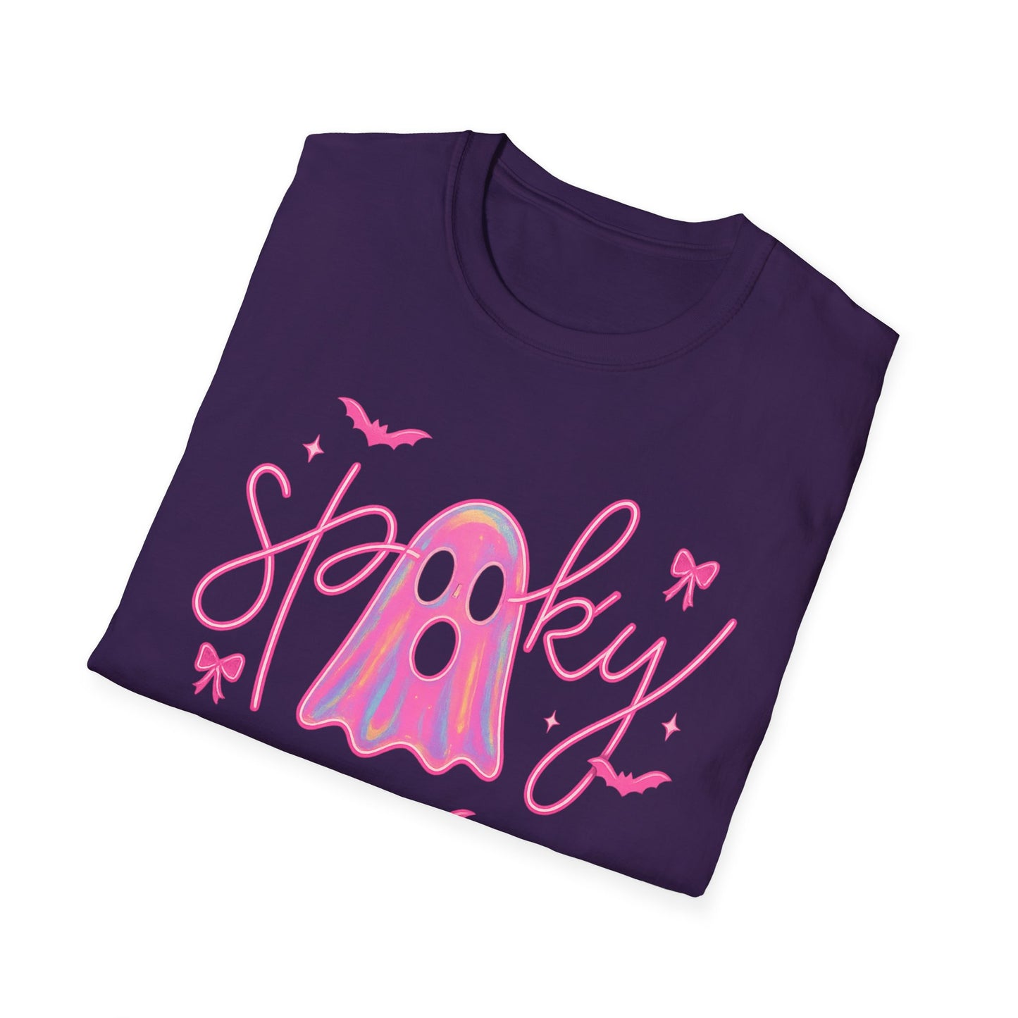 Spooky Pink Ghost Unisex Softstyle T-Shirt