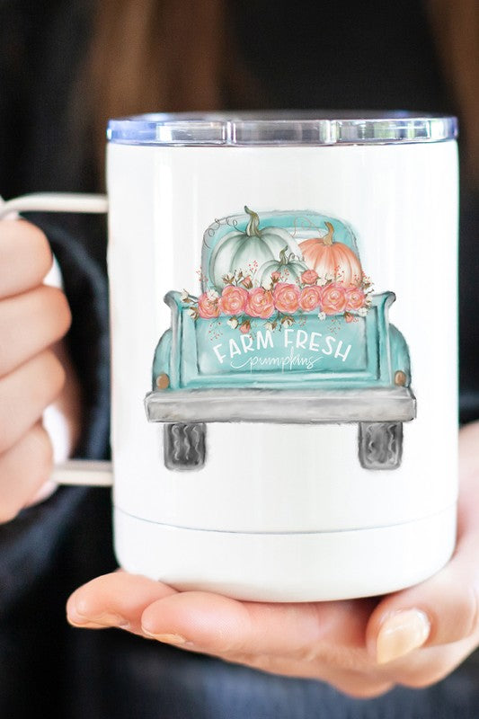 Fall Soft Farm Fresh Pumpkin Truck Travel Cup