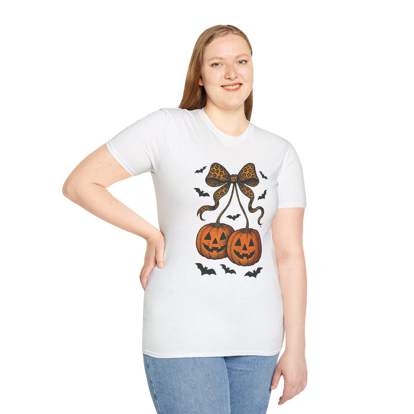 Leopard Bow Pumpkins Unisex Softstyle T-Shirt