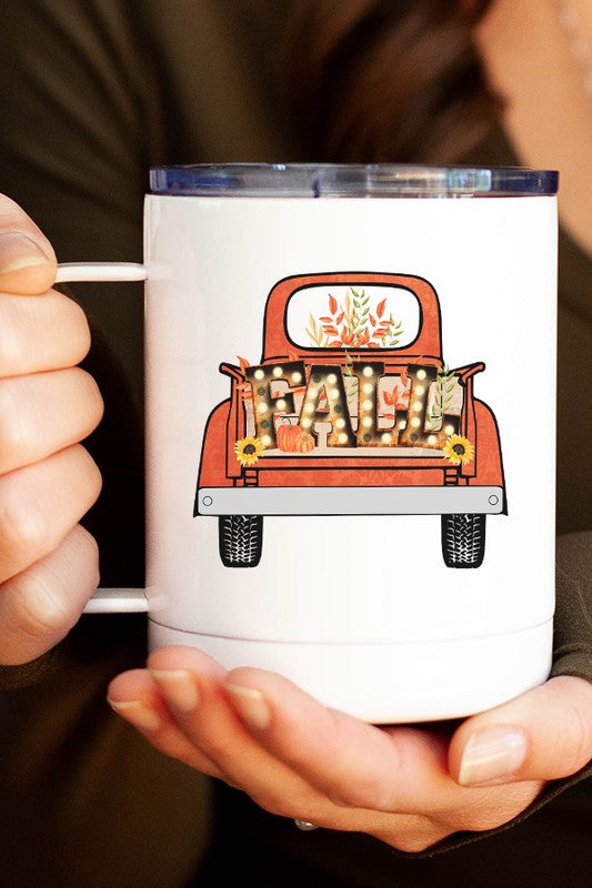 Orange Fall Marquee Truck Coffee Travel Cup