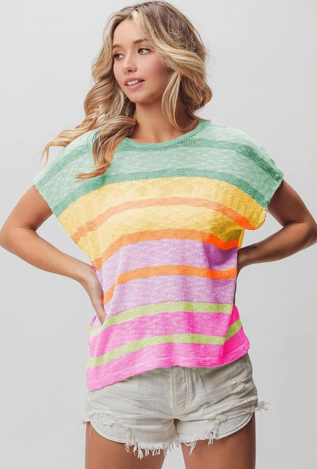 Lightweight Summer Stripe Sweater Top