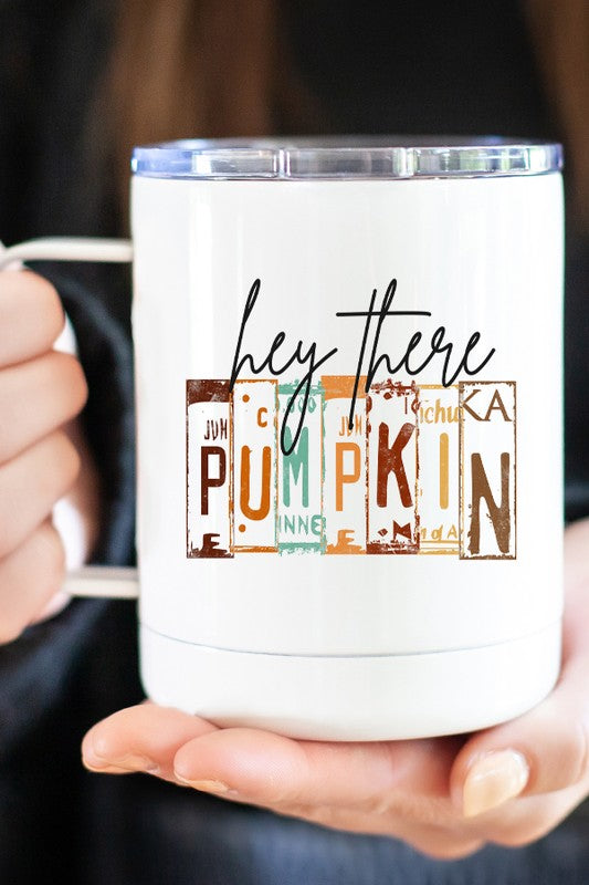 Fall Hey There Pumpkin Plates Coffee Travel Cup