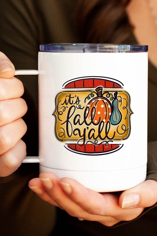 It's Fall Y'all Red Pumpkin Sign Coffee Travel Cup