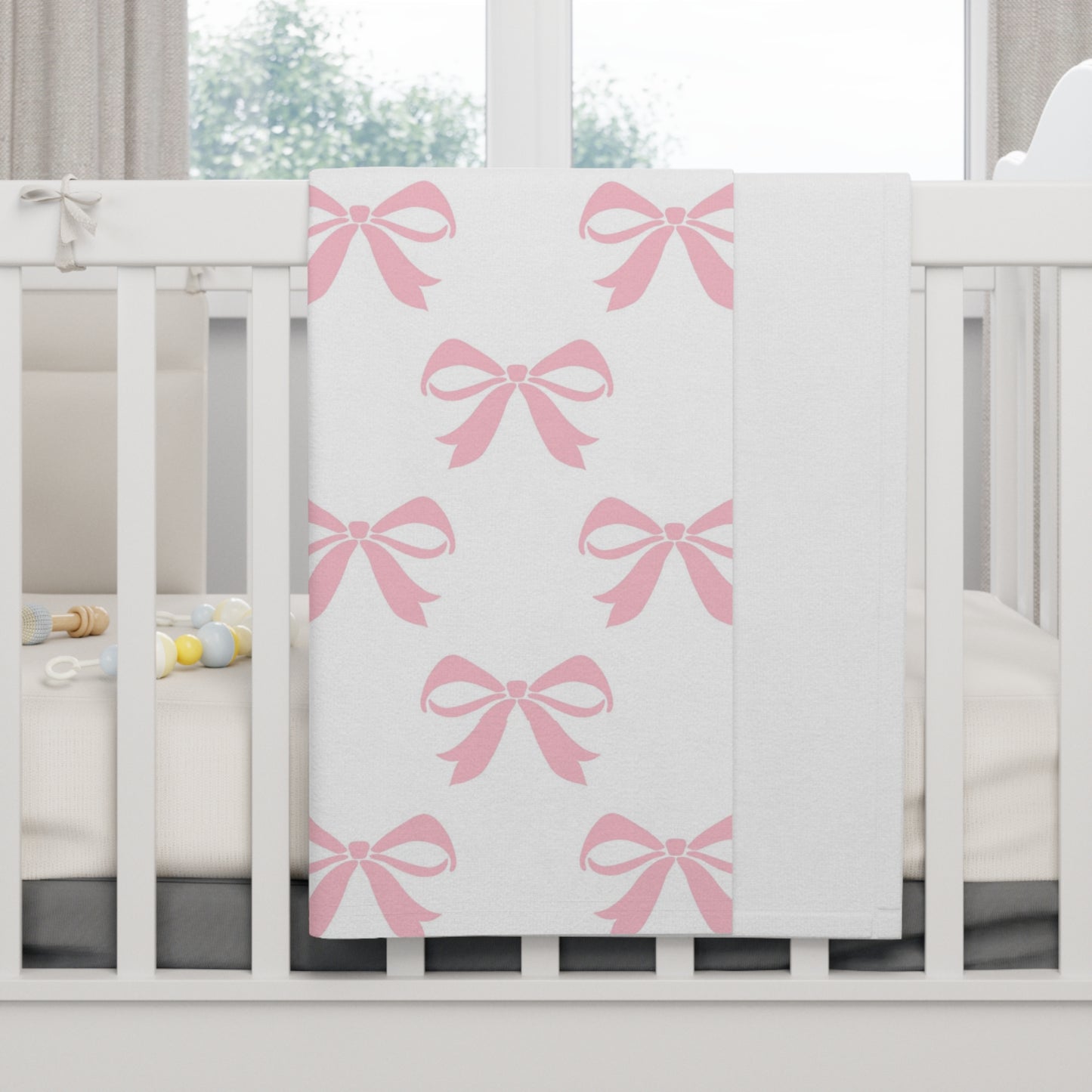 Soft Fleece Baby Blanket Girlie Bow Pink