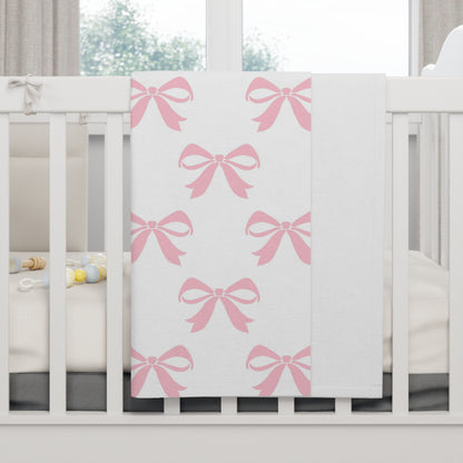 Soft Fleece Baby Blanket Girlie Bow Pink