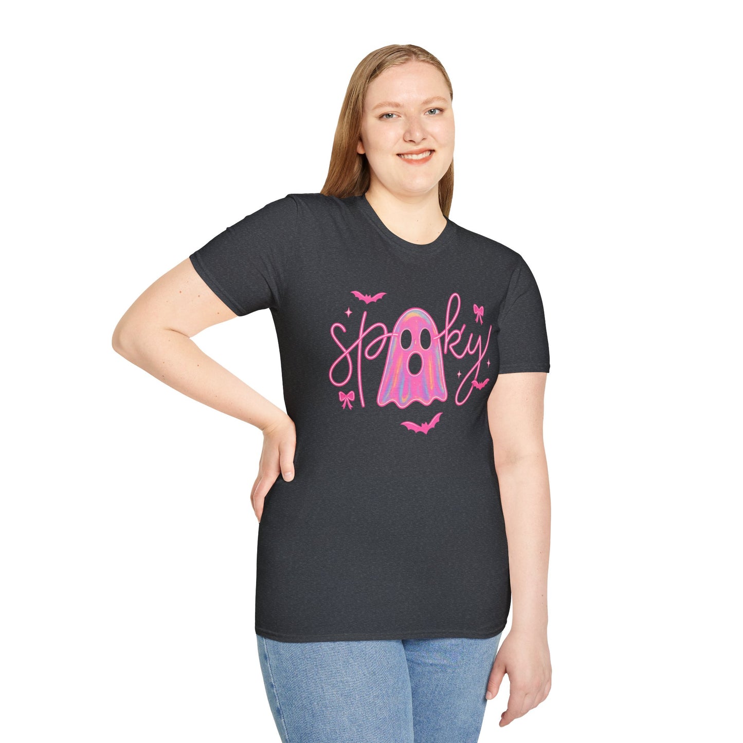 Spooky Pink Ghost Unisex Softstyle T-Shirt
