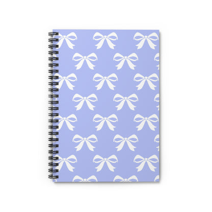 Spiral Notebook - Ruled Line Girlie Bow Blue Solid