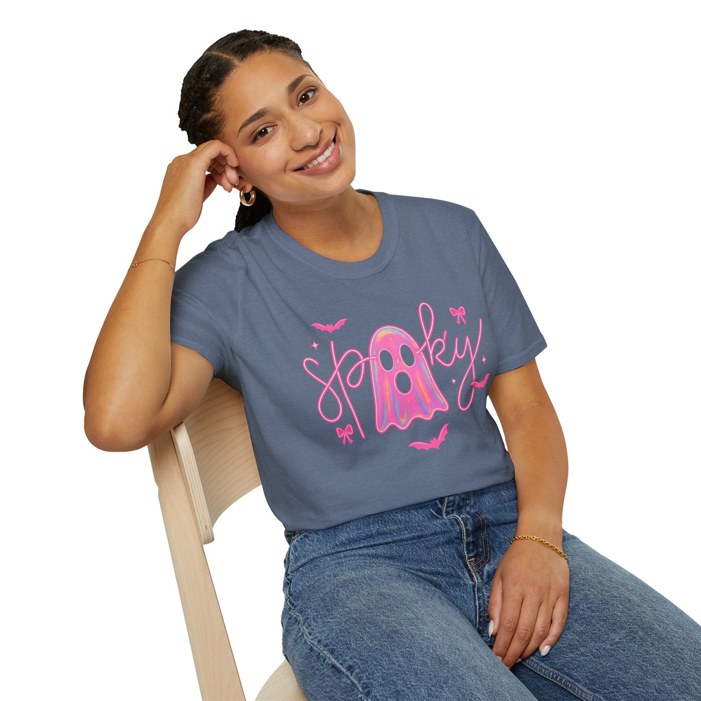 Spooky Pink Ghost Unisex Softstyle T-Shirt