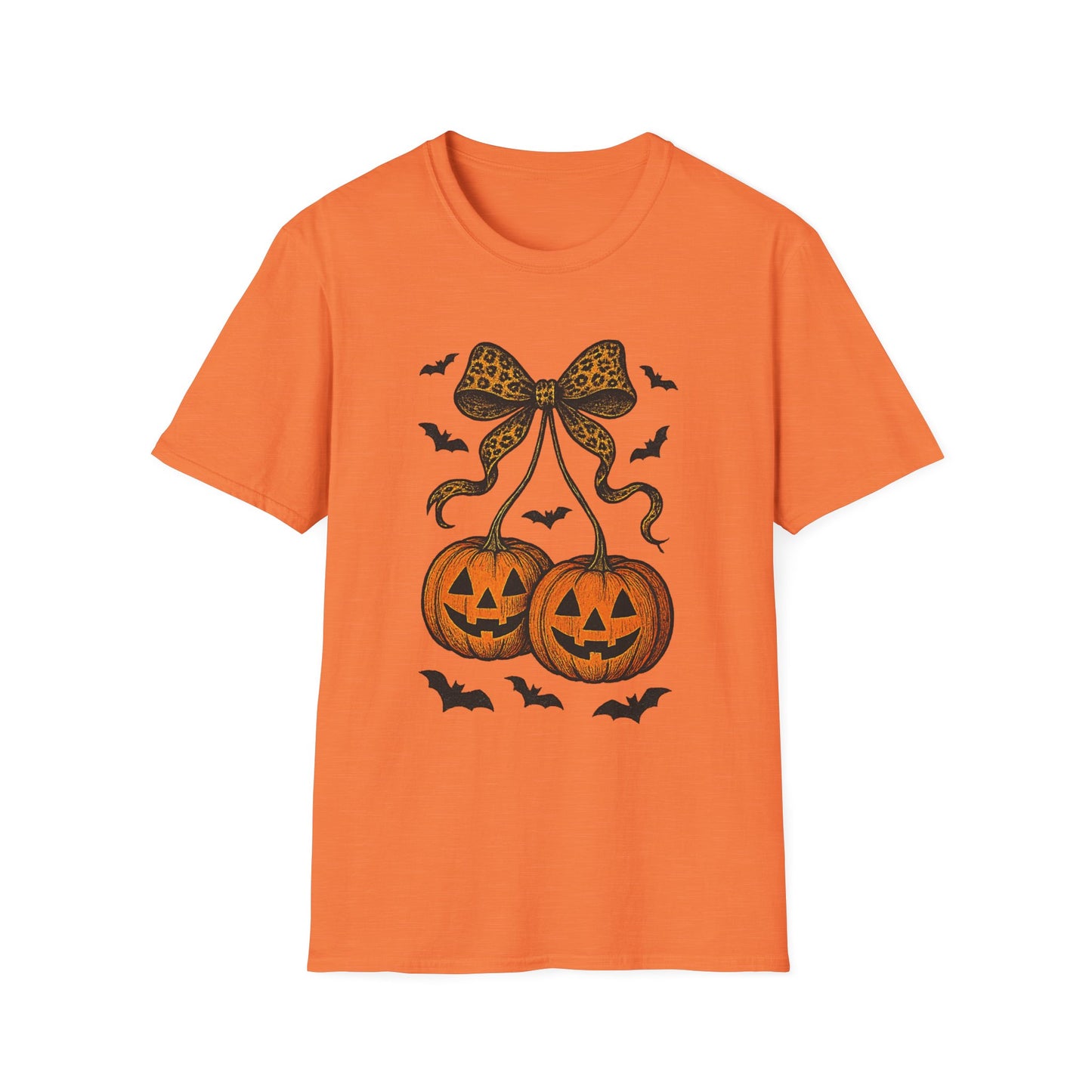 Leopard Bow Pumpkins Unisex Softstyle T-Shirt