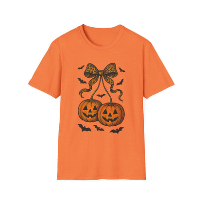 Leopard Bow Pumpkins Unisex Softstyle T-Shirt