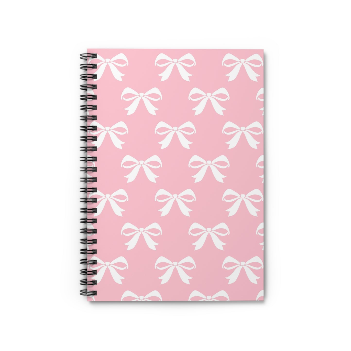 Spiral Notebook - Ruled Line Girlie Bow Pink Solid