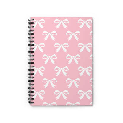 Spiral Notebook - Ruled Line Girlie Bow Pink Solid