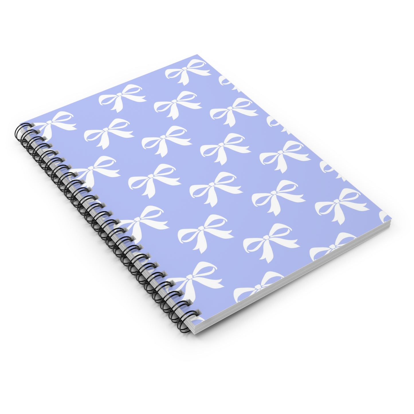 Spiral Notebook - Ruled Line Girlie Bow Blue Solid