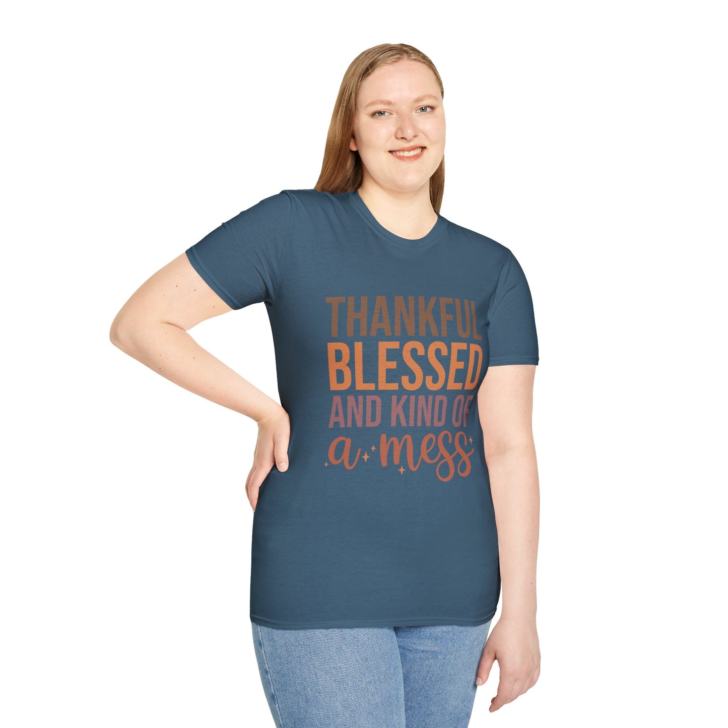 Thankful Blessed Mess Unisex Softstyle T-Shirt