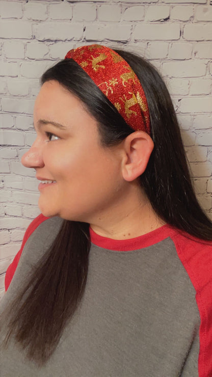 Red Gold Reindeer Headband - Southern Chic Magnolias, LLC