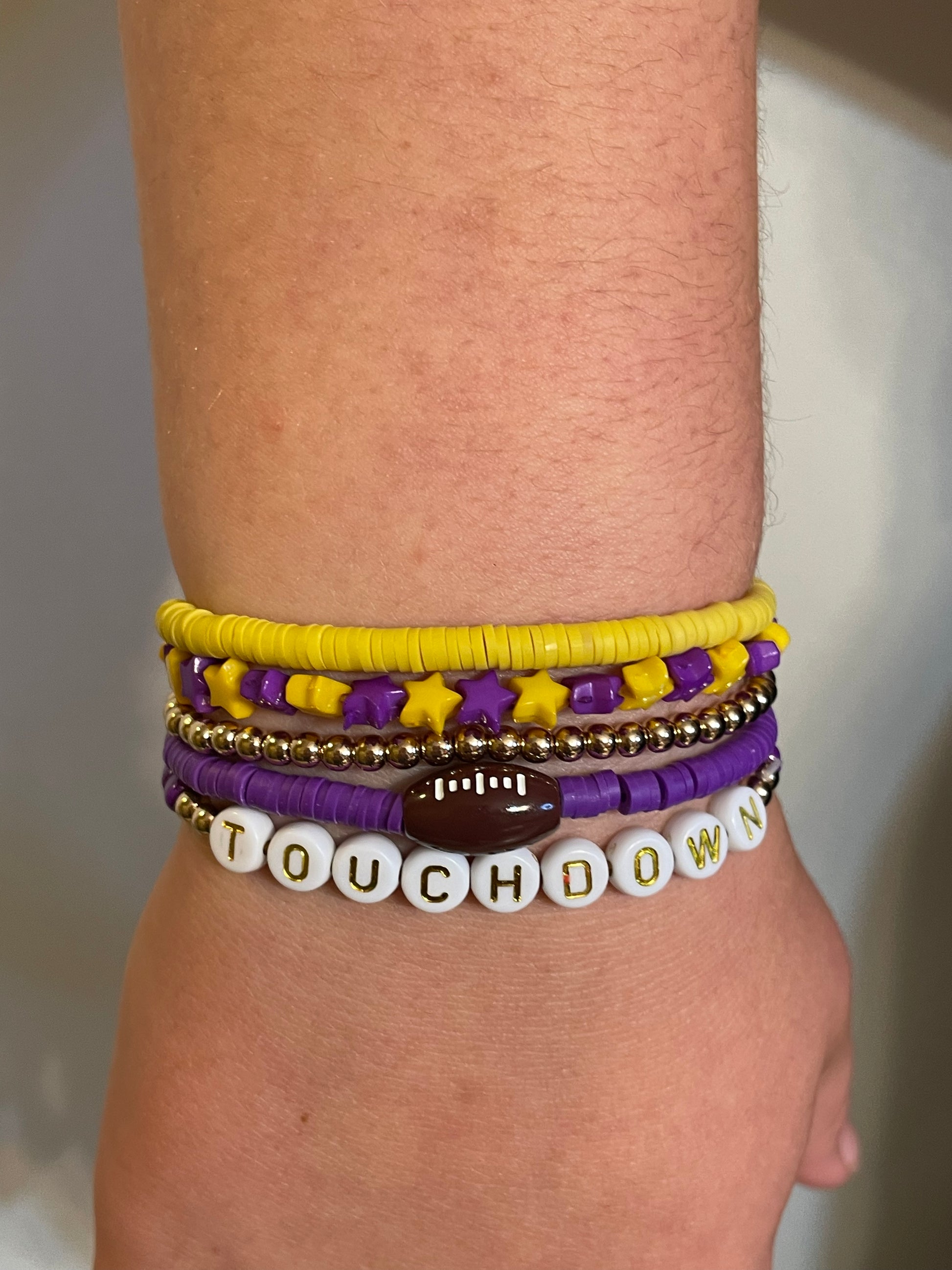 PURPLE AND YELLOW 'TOUCHDOWN' BEADED BRACELET SET - Southern Chic Magnolias, LLC